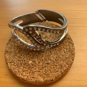 Rhinestone & Faux Silver Bracelet